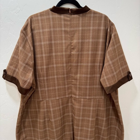 Jessakae Fox Group Size 5X Brown Plaid Short Sleeve Charlotte Shift Dress Plus - Picture 7 of 16